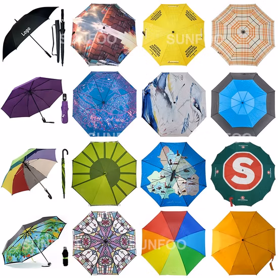 Großhandel, Werbeartikel, günstiger Preis, automatischer kompakter/Taschen-winddichter Reise-Regen-Anti-UV-Sonnen-Regenschirm mit individuellem Druck, gerader/Stock-/Golf-/Klappschirm als Geschenk