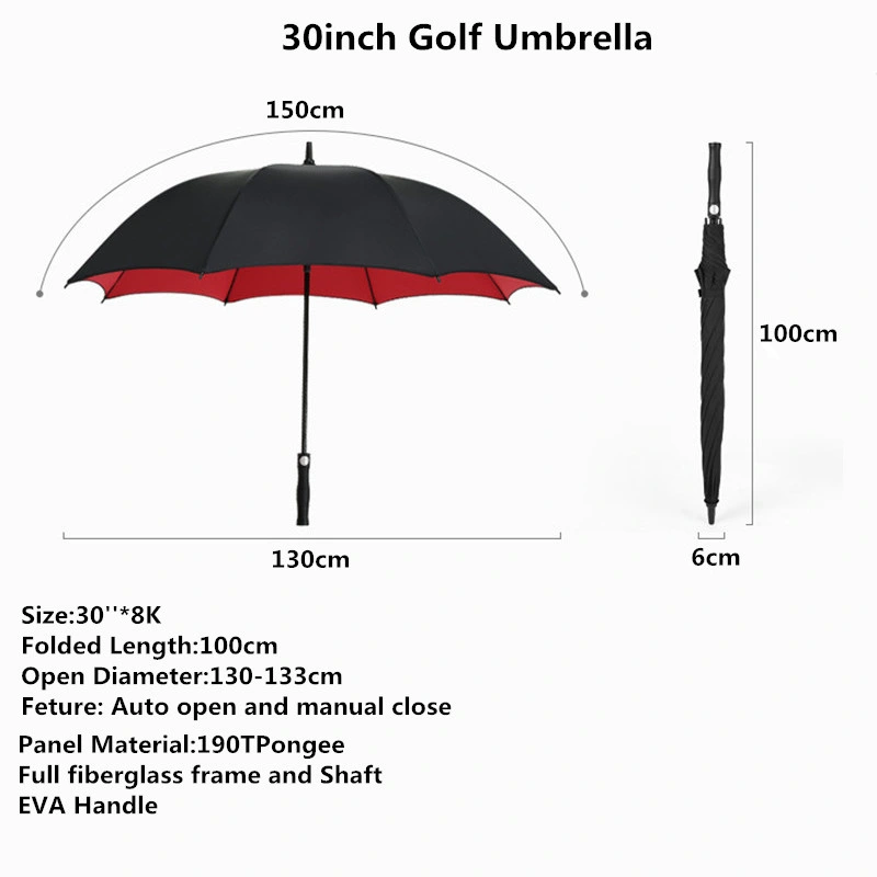 Factory Outdoor Promotional Windproof Customized 27′′ Rain Straight Golf Umbrella