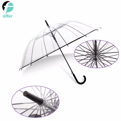 Großer, automatisch zu öffnender und winddichter, transparenter Regenschirm