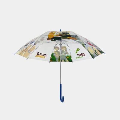Guter Druck, individueller, automatisch öffnender, klarer, gerader Regenschirm, transparent